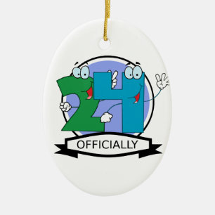 Ornamento De Cerâmica Oficialmente 24 bandeiras do aniversário
