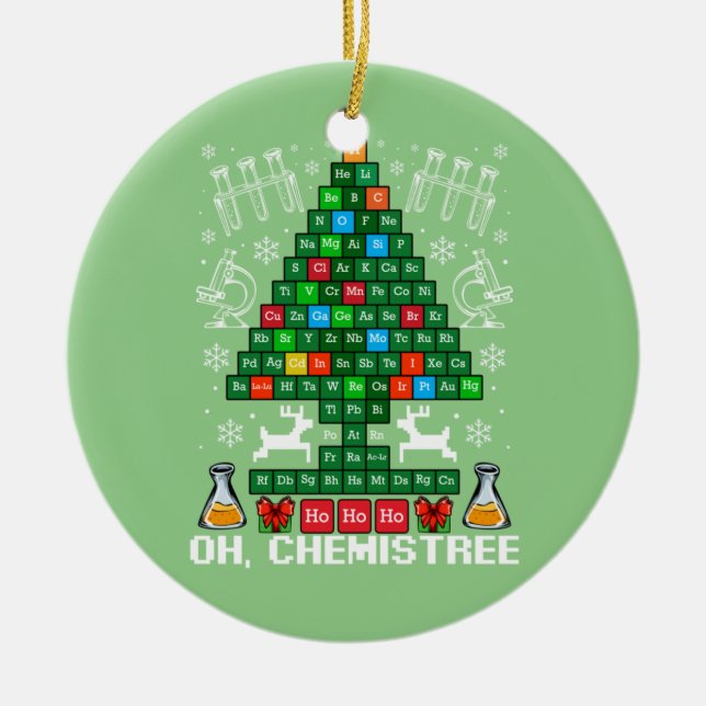 Ornamento De Cerâmica Oh Chemistree Christmas Chemistry Periódico (Frente)