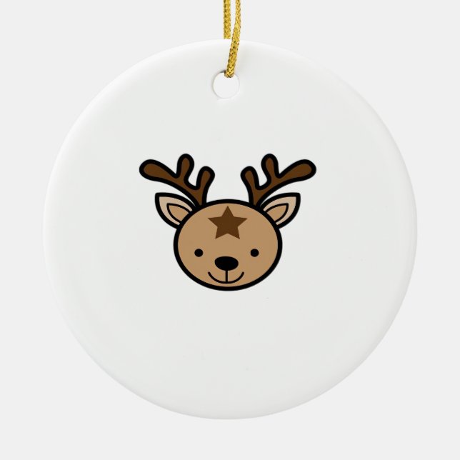 Ornamento De Cerâmica Oh Cute Deer Minimal Design (Frente)