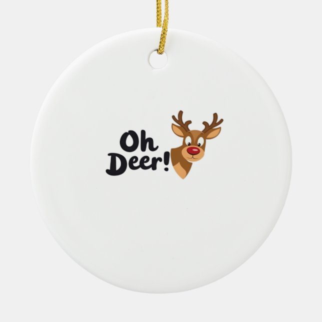 Ornamento De Cerâmica Oh Deer Clean Minimal Seeing Ornament (Frente)