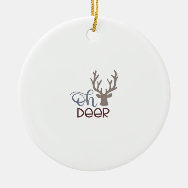 Ornamento De Cerâmica Oh Deer Retro Classic Design (Frente)