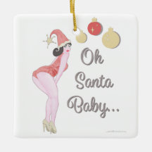 Oh Papais noeis Pinup Girl Cerâmica Ornament
