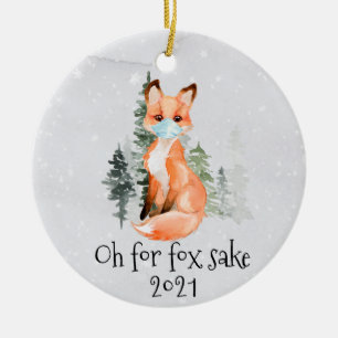 Ornamento De Cerâmica OH para Fox Sake 2021 Rosto Máscara Natal