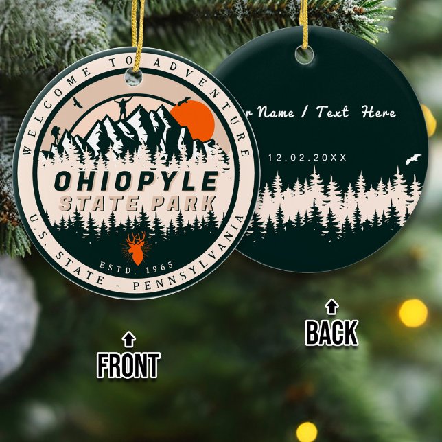 Ornamento De Cerâmica Ohiopyle State Park Pensilvânia Hike Souvenirs (Criador carregado)