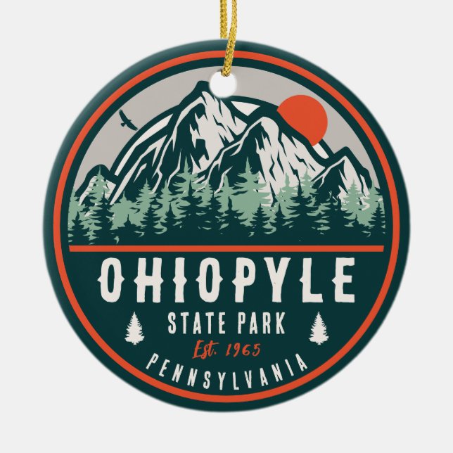 Ornamento De Cerâmica Ohiopyle State Park Pensilvânia Retro Sunset (Frente)
