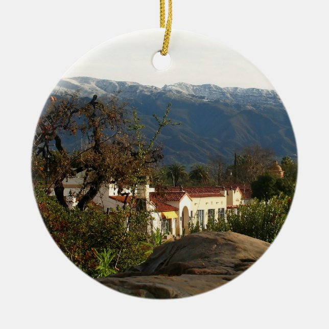 Ornamento De Cerâmica Ojai com neve (Frente)