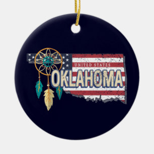 Ornamento De Cerâmica Oklahoma United States Retro Map Vintage EUA