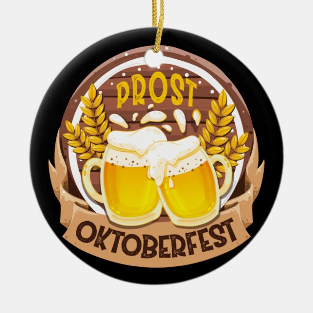 Ornamento De Cerâmica Oktoberfest Anima Partido Alemão da Cerveja Bebend (Frente)