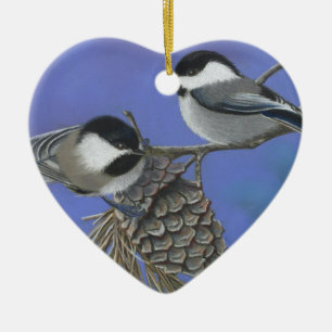 Ornamento De Cerâmica Olá! Chickadees