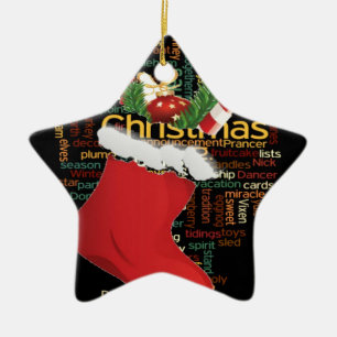 Ornamento De Cerâmica Olá! Feliz Natal GIFTS e um Feliz ano novo