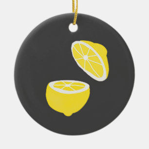 Ornamento De Cerâmica Olá Lemon, fruta amarela moderna