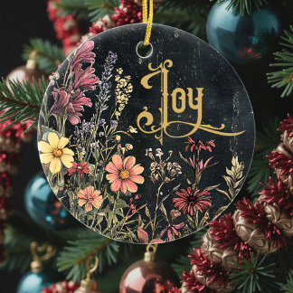 Ornamento De Cerâmica Old Victorian Floral Family Personalized