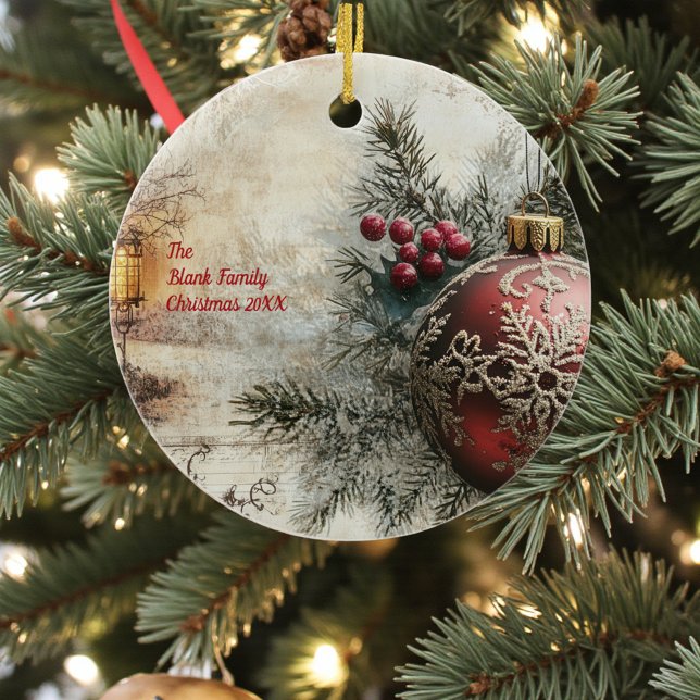 Ornamento De Cerâmica Old Victorian Rustic Family Personalized (Criador carregado)