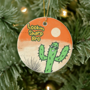 Ornamento De Cerâmica Olhando Sharp Bro Retro Vintage Desert Vibes Cactu