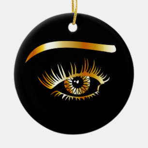 Ornamento De Cerâmica Olho dourado com sobrancelha e detalhes para