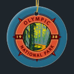 Ornamento De Cerâmica Olimpiadas National Park Hoh RainForest Retro Comp<br><div class="desc">design de trabalho de arte de vetor de olimpiadas. O parque espalha-se por vários ecossistemas diferentes,  desde os picos dramáticos das Montanhas da Olimpiadas até florestas antigas.</div>