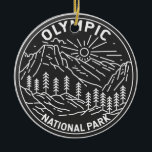 Ornamento De Cerâmica Olimpiadas National Park Washington Monoline<br><div class="desc">design de trabalho de arte de vetor de olimpiadas. O parque espalha-se por vários ecossistemas diferentes,  desde os picos dramáticos das Montanhas da Olimpiadas até florestas antigas.</div>
