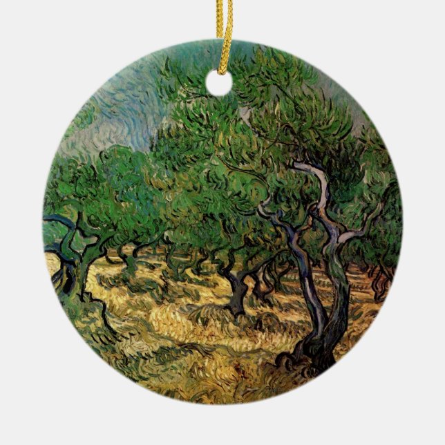 Ornamento De Cerâmica Olive Grove de Vincent van Gogh (Frente)
