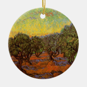 Ornamento De Cerâmica Oliveiral, Céu Laranja por Vincent van Gogh