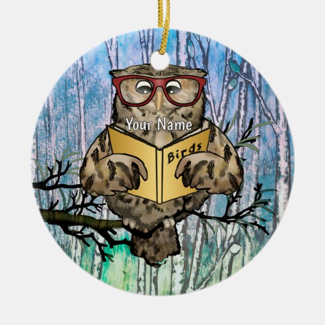 Ornamento De Cerâmica Oliver Owl Lê  (Frente)