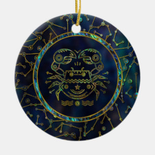 Ornamento De Cerâmica Olmo Dourado do zodíaco do cancer na constelaçã