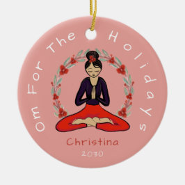 Ornamento De Cerâmica 'Om For The Holidays' Yogi Ornament