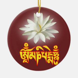 Ornamento De Cerâmica Om mani padme hum mantra