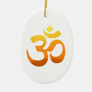Ornamento De Cerâmica Om Mantra Zen Yoga Symbol Asana Gold Sun Relax