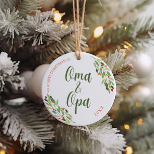 Ornamento De Cerâmica Oma and Opa first Christmas Ceramic Ornament