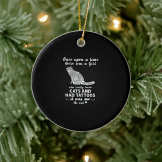 Ornamento De Cerâmica Once Upon a Time There Was a Girl Loved Cats And T