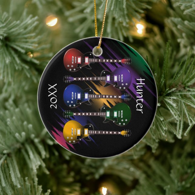 Ornamento De Cerâmica Onda de som Rock and Roll Guitar (Árvore)