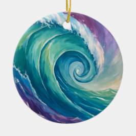 Ornamento De Cerâmica Onda Espiral Abstrata do Oceano