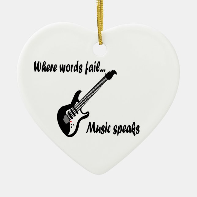 Ornamento De Cerâmica Onde as palavras falham, a música fala (Frente)