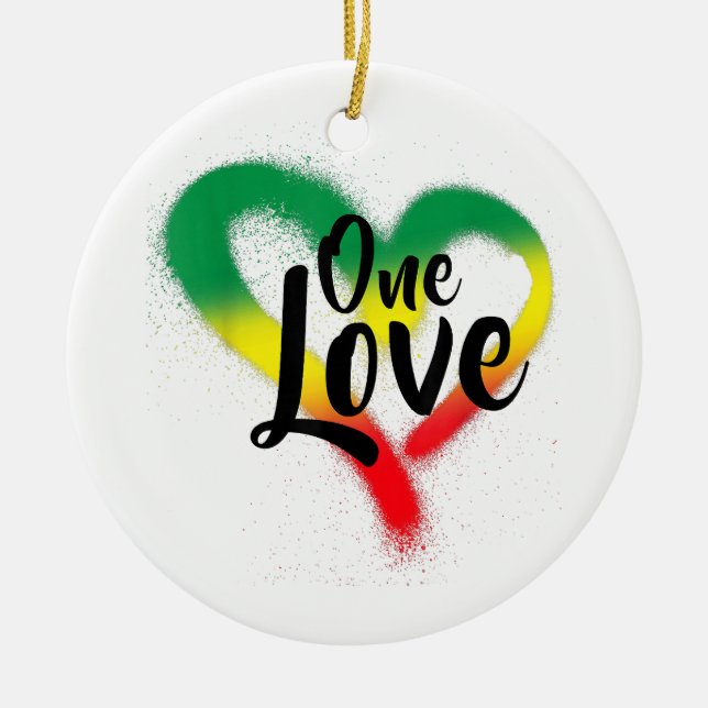 Ornamento De Cerâmica One Love One Heart Reggae Vibes (Frente)