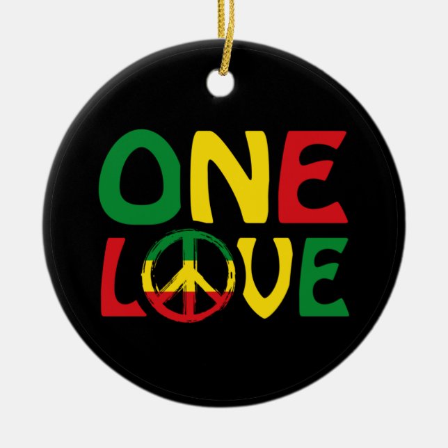 Ornamento De Cerâmica One Love, Reggae design (Frente)