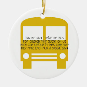 Ornamento De Cerâmica Ônibus amarelo do condutor de autocarro