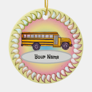 Ornamento De Cerâmica Ônibus escolar