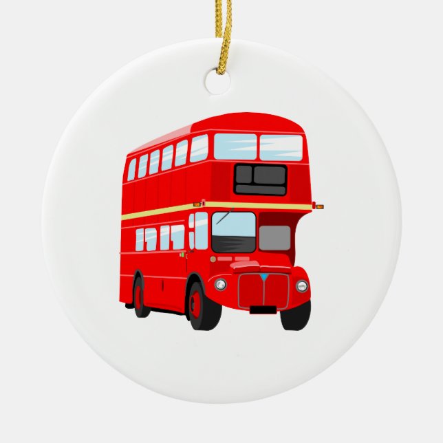 Ornamento De Cerâmica Ônibus vermelho (Frente)