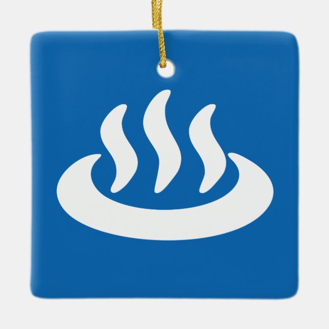 Ornamento De Cerâmica Onsen ♨ Hot Primavera 温 泉 Sinal Japonês (Frente)