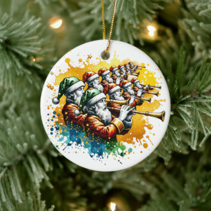Ornamento De Cerâmica Onze Tubagens   Doze dias de Natal