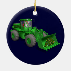 Ornamento De Cerâmica Operador Bulldozer Santa Claus