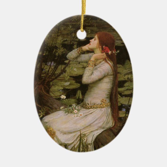 Ornamento De Cerâmica Ophelia de Pond por John William Waterhouse (Frente)