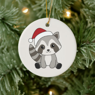 Ornamento De Cerâmica Oração Cerâmica da Raccoon Christmas Snow Winter R