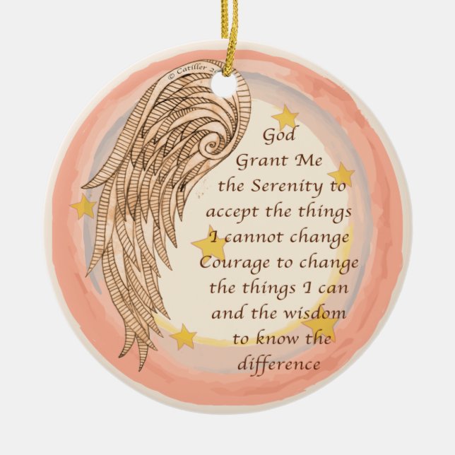 Ornamento De Cerâmica Oração de Serenidade do Anjo (Frente)