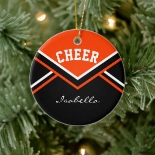Ornamento De Cerâmica Orange Cheer 2 para um 📣 💖