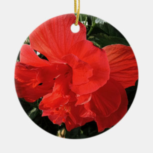 Ornamento De Cerâmica Orange Hibiscus Flower Felry Natal Férias