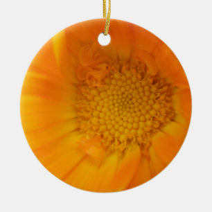 Ornamento De Cerâmica Orange Marigold Macro Custom Birthday