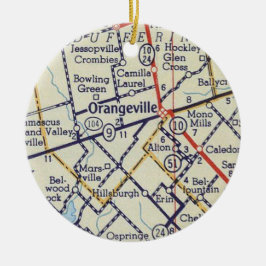 Ornamento De Cerâmica Orangeville NO Mapa da Vintagem