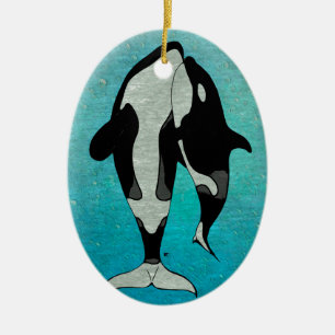 Ornamento De Cerâmica Orca Blue