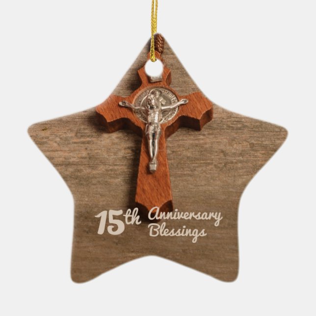 Ornamento De Cerâmica Ordenação por 15 do Padre Rosa e Rosary (Frente)